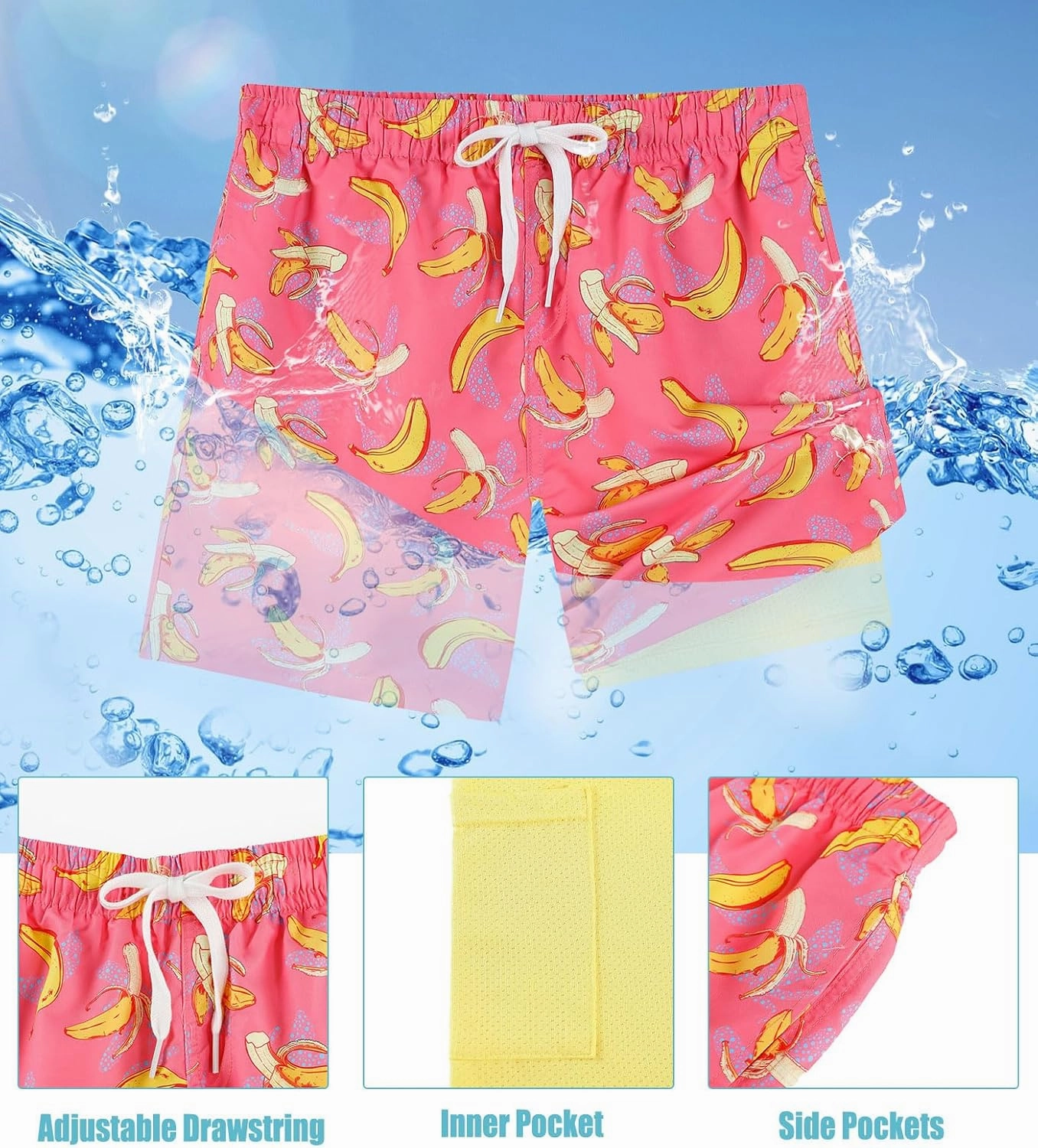 Boys Swim Trunks with Compression Liner Swim Shorts Kids Quick Dry Bathing Suit Boxer Brief Swimwear 6-20 Years