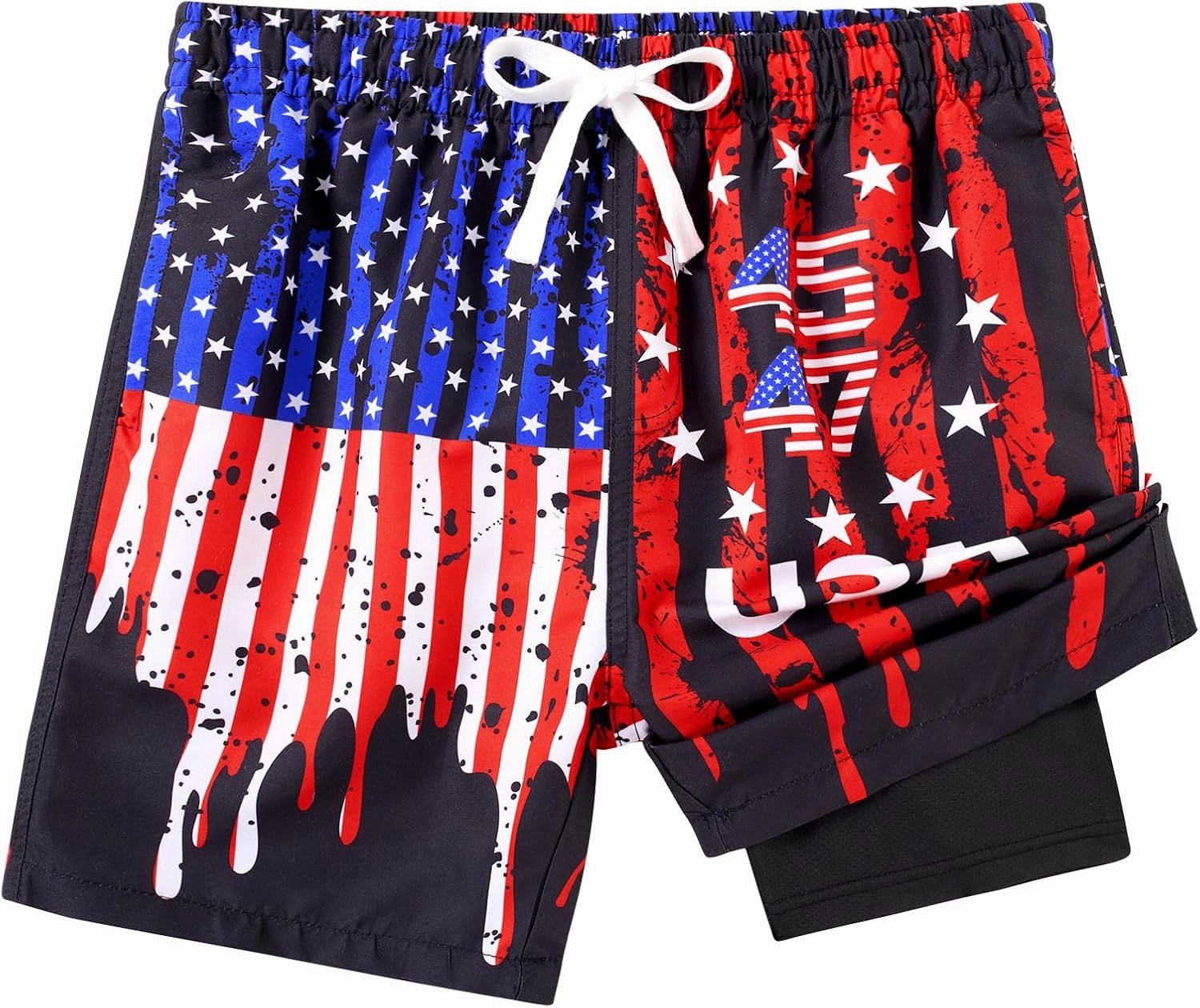 Boys Swim Trunks with Compression Liner Swim Shorts Kids Quick Dry Bathing Suit Boxer Brief Swimwear 6-20 Years
