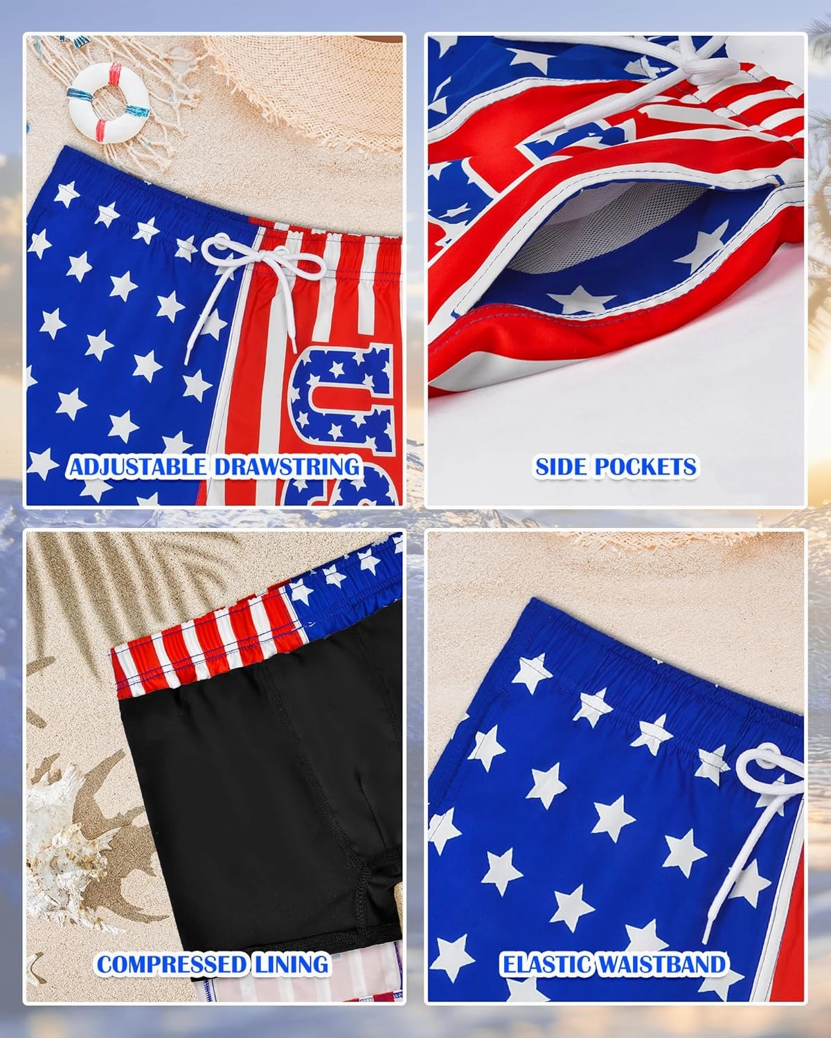 Boys Swim Trunks with Compression Liner Swim Shorts Quick Dry Boys Bathing Suit Swimsuit Swimwear Beach Shorts