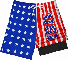 Boys Swim Trunks with Compression Liner Swim Shorts Quick Dry Boys Bathing Suit Swimsuit Swimwear Beach Shorts