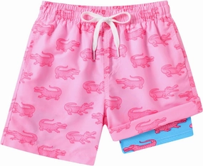 Boys Swim Trunks with Compression Liner Swimming Shorts Quick Dry Bathing Suit for 7-20 Years