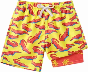 Boys Swim Trunks with Compression Liner Swimming Shorts Quick Dry Bathing Suit for 7-20 Years