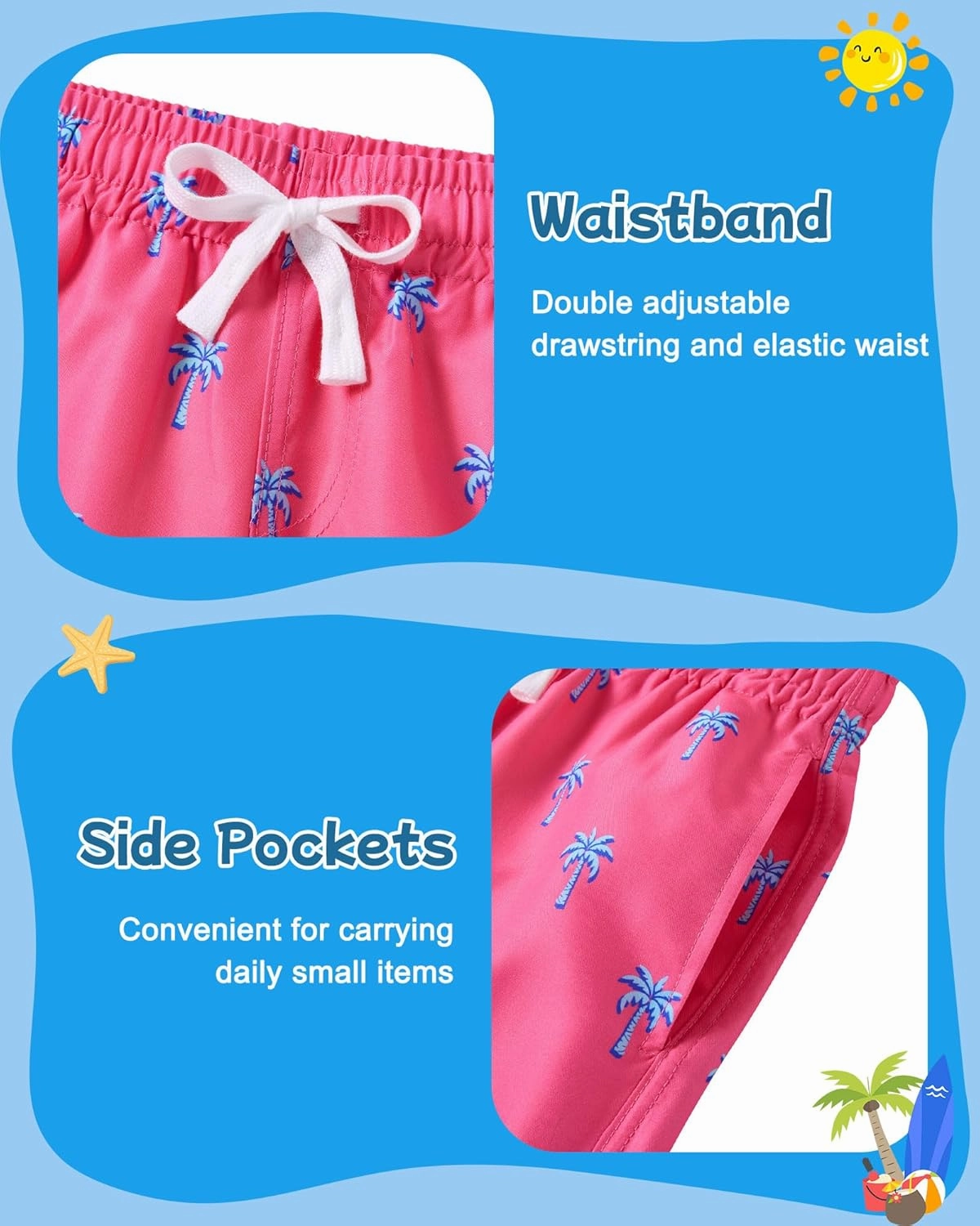 Boys Swim Trunks with Compression Liner Toddler Boys Swim Shorts Boxer Brief Board Shorts Swimming Set 5-18T