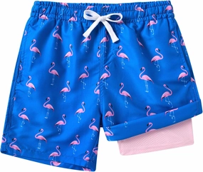 Boys Swim Trunks with Compression Liner Toddler Boys Swim Shorts Boxer Brief Board Shorts Swimming Set 5-18T