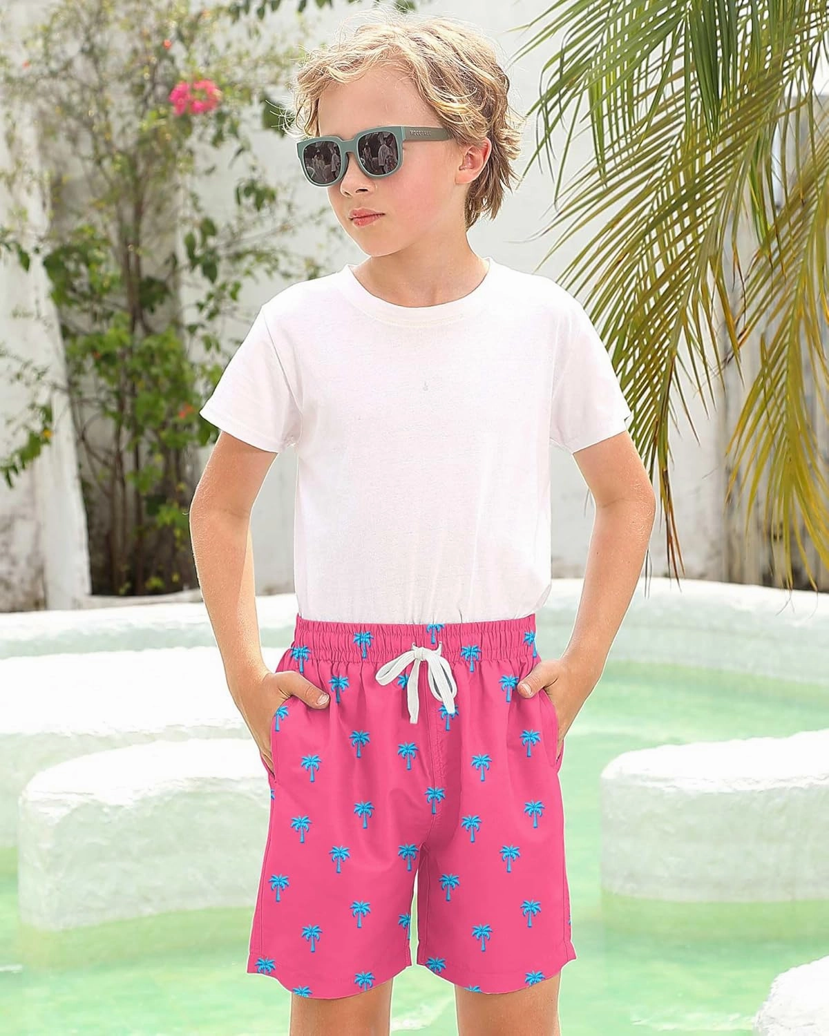 Boys Swim Trunks with Compression Liner Toddler Boys Swim Shorts Boxer Brief Board Shorts Swimming Set 5-18T