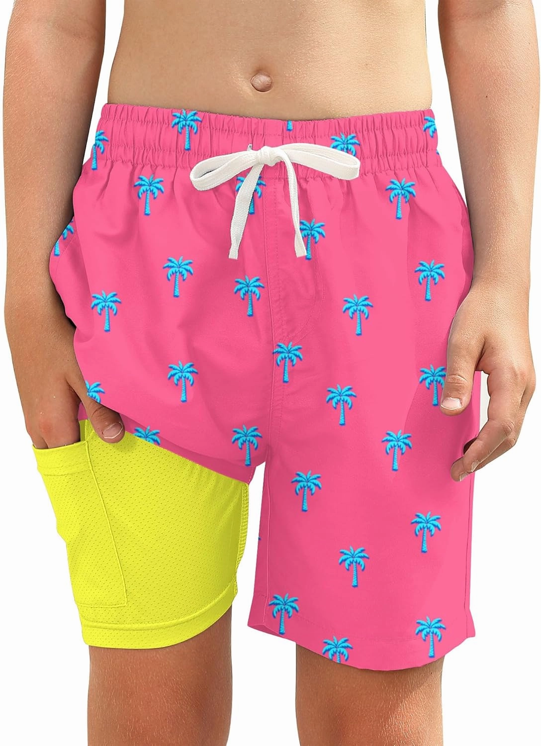 Boys Swim Trunks with Compression Liner Toddler Boys Swim Shorts Boxer Brief Board Shorts Swimming Set 5-18T