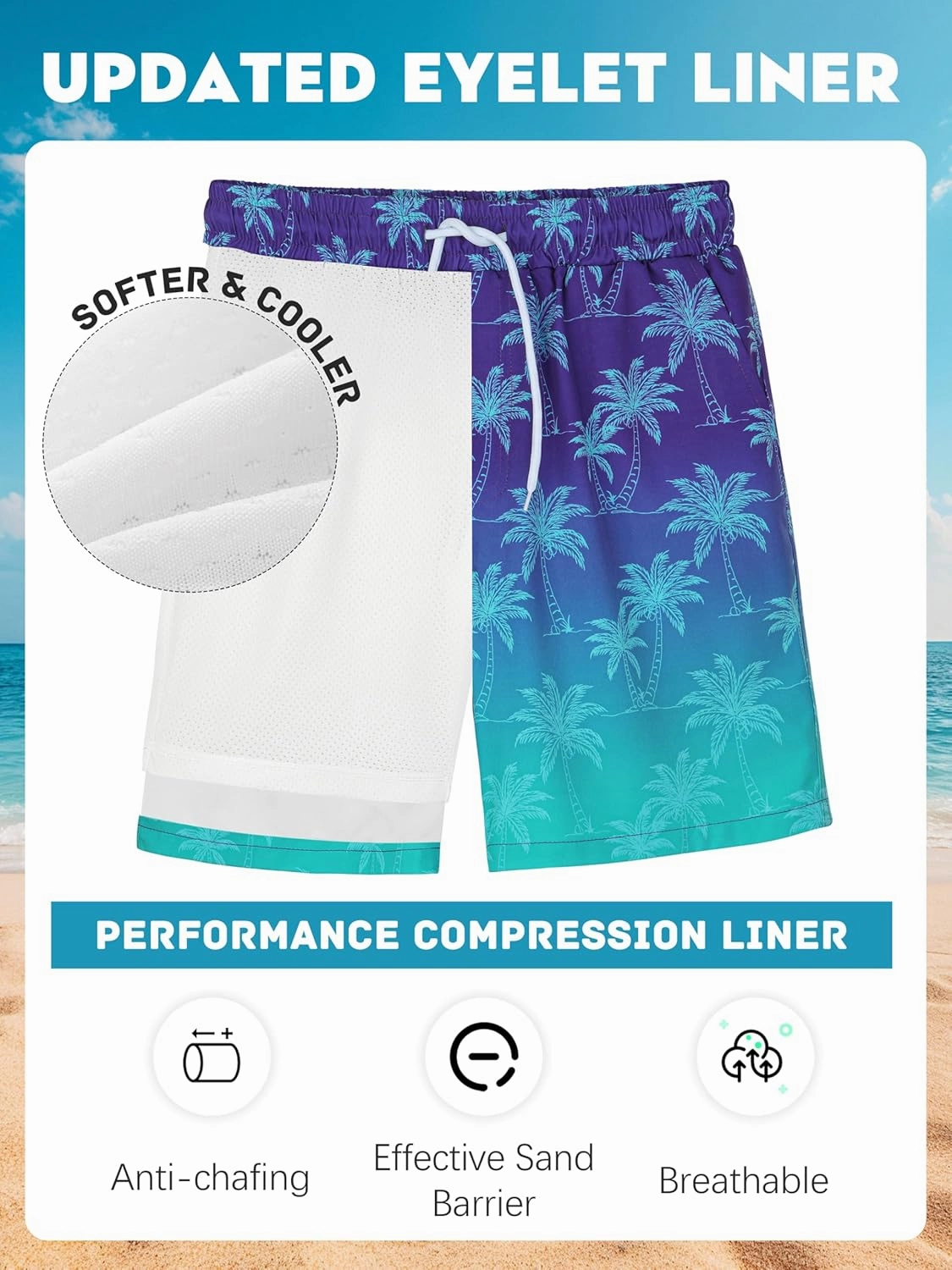 Boys Swim Trunks with Compression Liner UPF 50  Quick Dry Swim Shorts Beachwear Boys' Bathing Suits Swimsuit for Kid