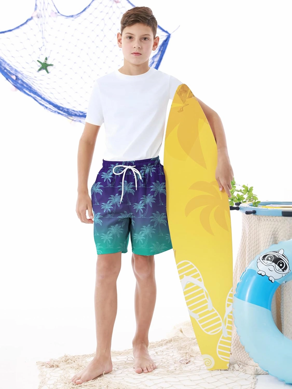 Boys Swim Trunks with Compression Liner UPF 50  Quick Dry Swim Shorts Beachwear Boys' Bathing Suits Swimsuit for Kid