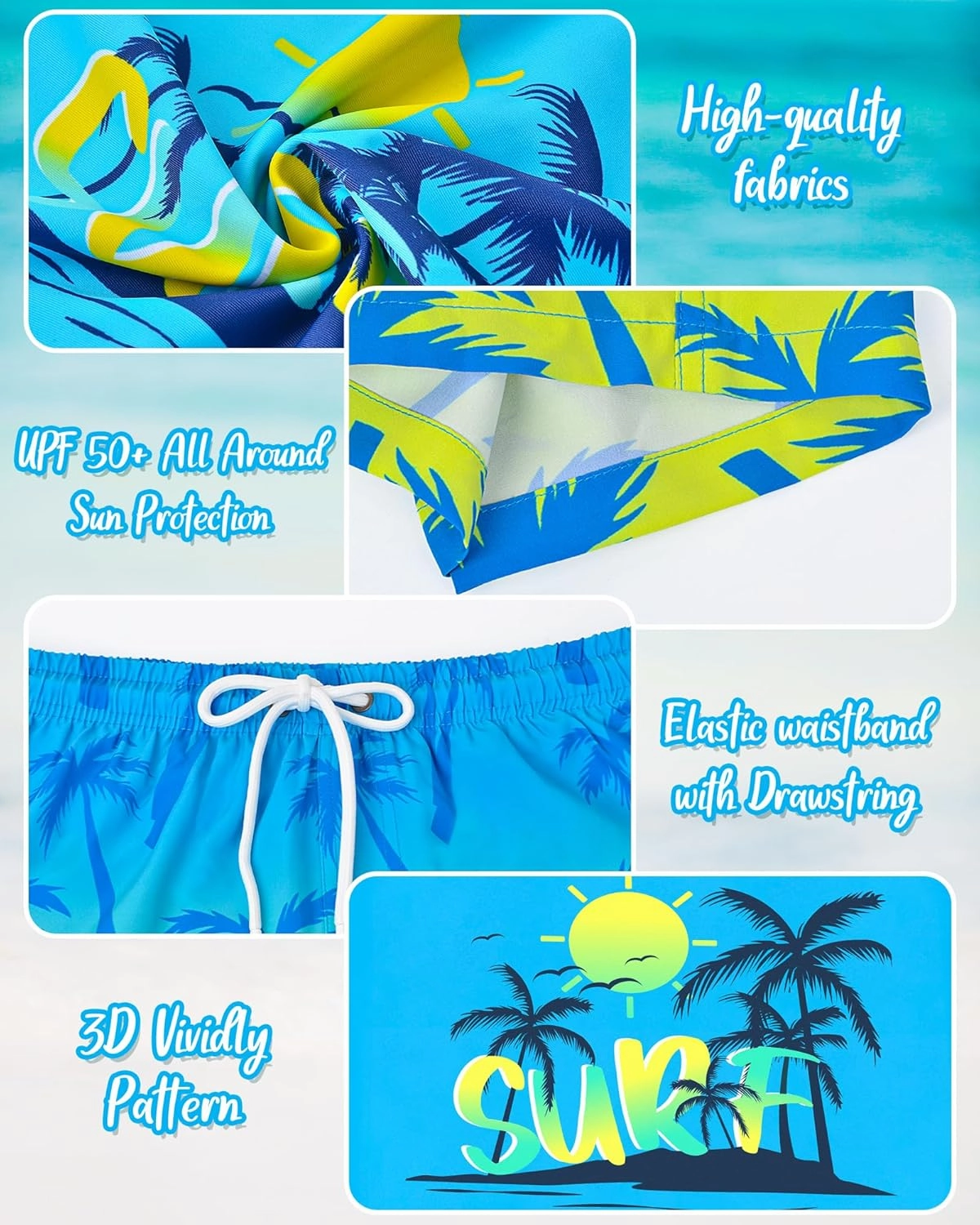 Boys Two Piece Rash Guard and Swim Trunks Outfit Set Kids Short Sleeve Swimsuit