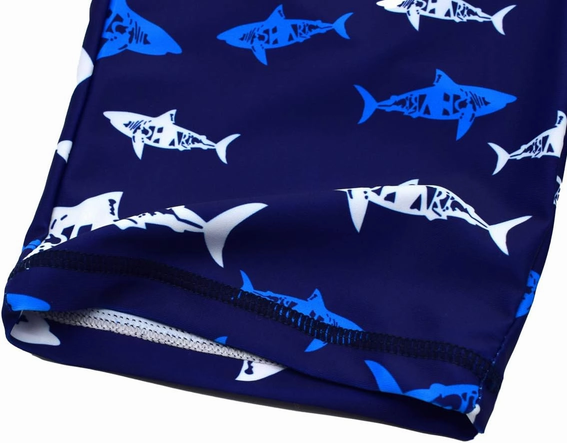 Boys Two Piece Rash Guard Swimsuits Kids Short Sleeve Sunsuit Swimwear Sets