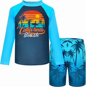 Boys Two Piece Rash Guard Swimsuits Kids Short Sleeve Swimwear Sets Quick Dry Bathing Suit 3-10 Years