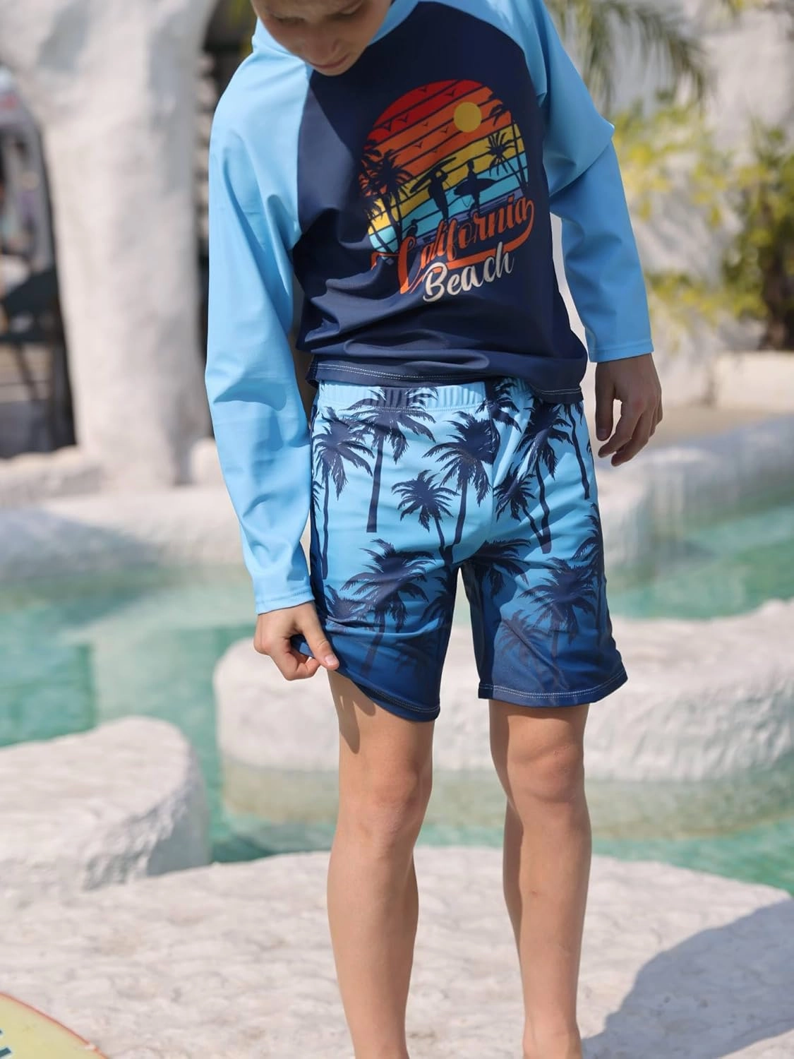Boys Two Piece Rash Guard Swimsuits Kids Short Sleeve Swimwear Sets Quick Dry Bathing Suit 3-10 Years
