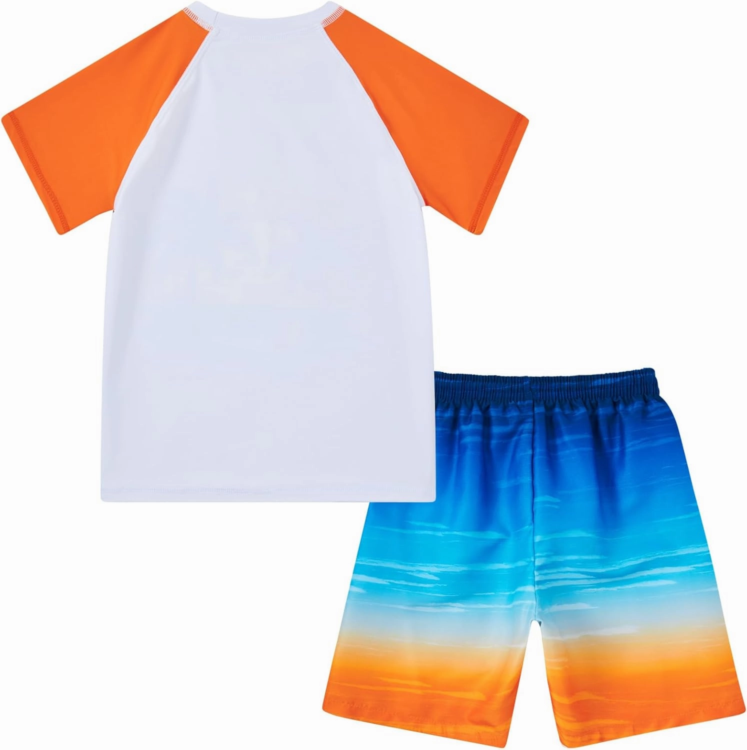 Boys Two Piece Rash Guard Swimsuits Sets Bathing Suits with Trunks 4-12 Years