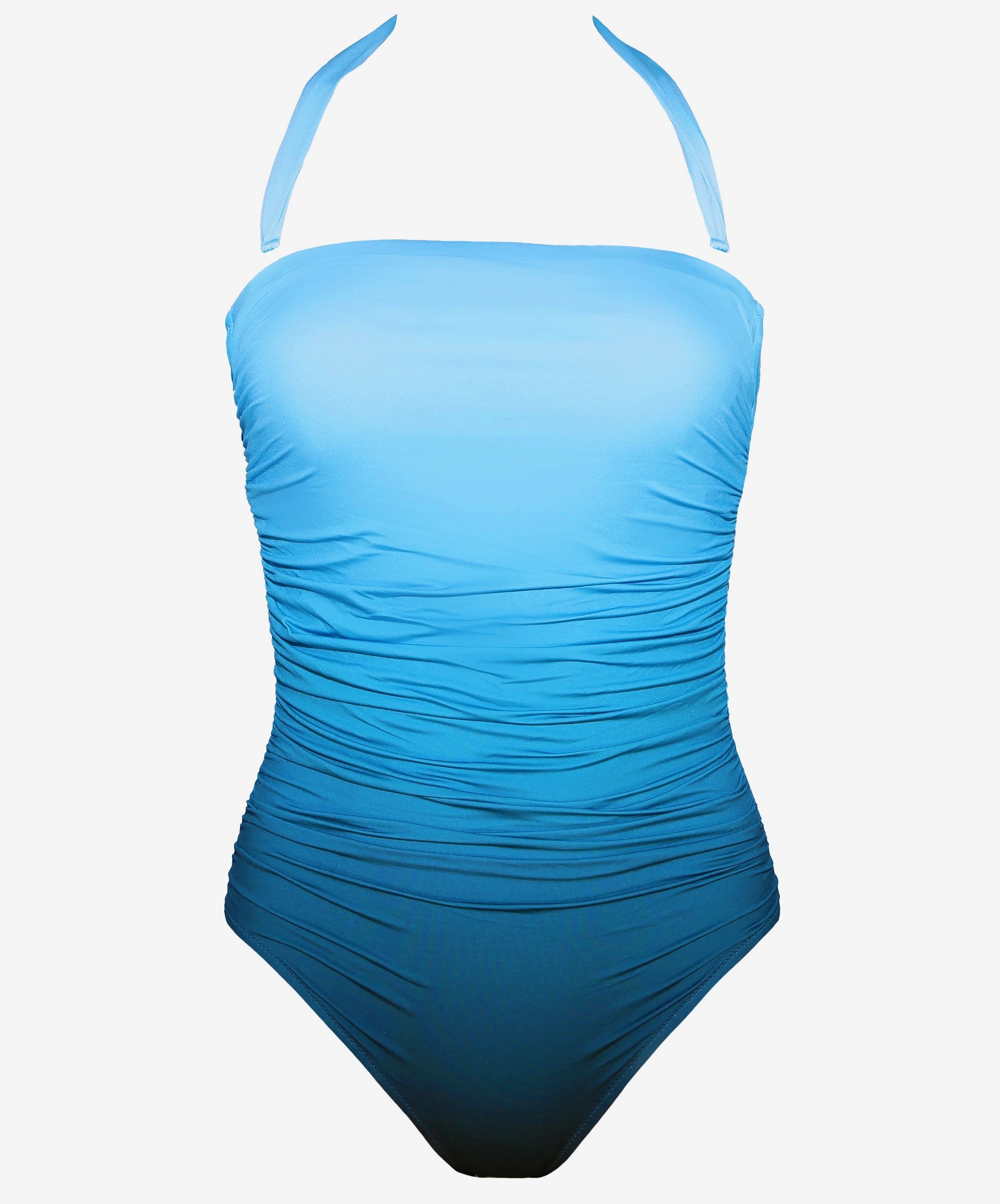 Brasil Ruched Bandeau Swimsuit - Blue Ombre