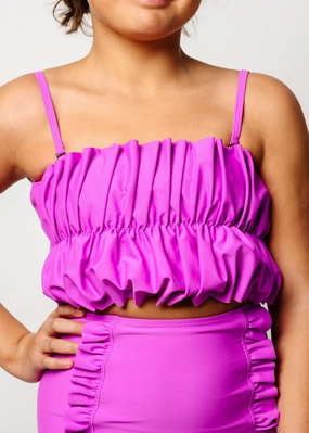 Brilliant Violet | Youth Oversized Ruffle Top