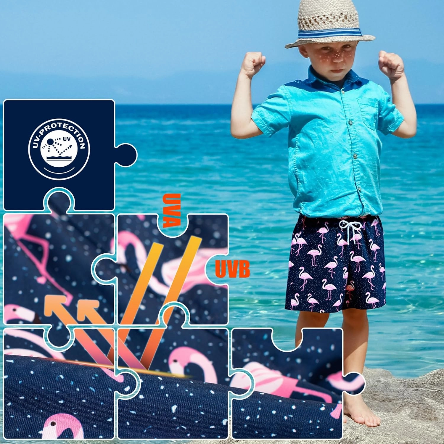 BRISIRA Boys Swim Trunks Swim Shorts with Compression Liner Stretch Bathing Suit Swimsuit Toddler Kids Youth Teen Quick Dry