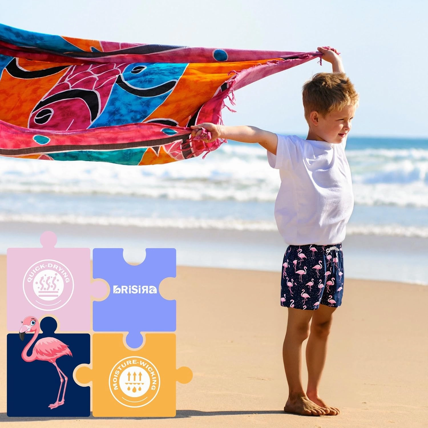 BRISIRA Boys Swim Trunks Swim Shorts with Compression Liner Stretch Bathing Suit Swimsuit Toddler Kids Youth Teen Quick Dry