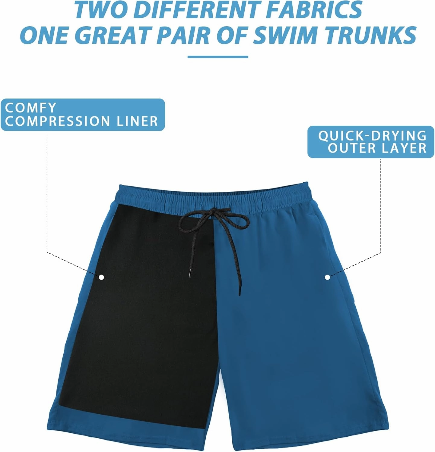 Buauty Mens Swim Trunks with Compression Liner 5 Inch Inseam Quick Dry Swim Shorts Mens Swimsuit Board Shorts with Pockets