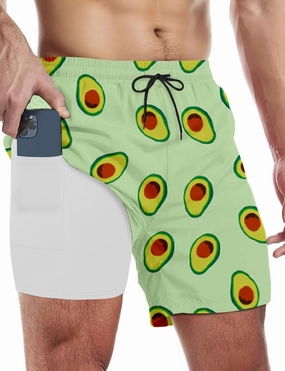 Buauty Mens Swim Trunks with Compression Liner 5 Inch Inseam Quick Dry Swim Shorts Mens Swimsuit Board Shorts with Pockets