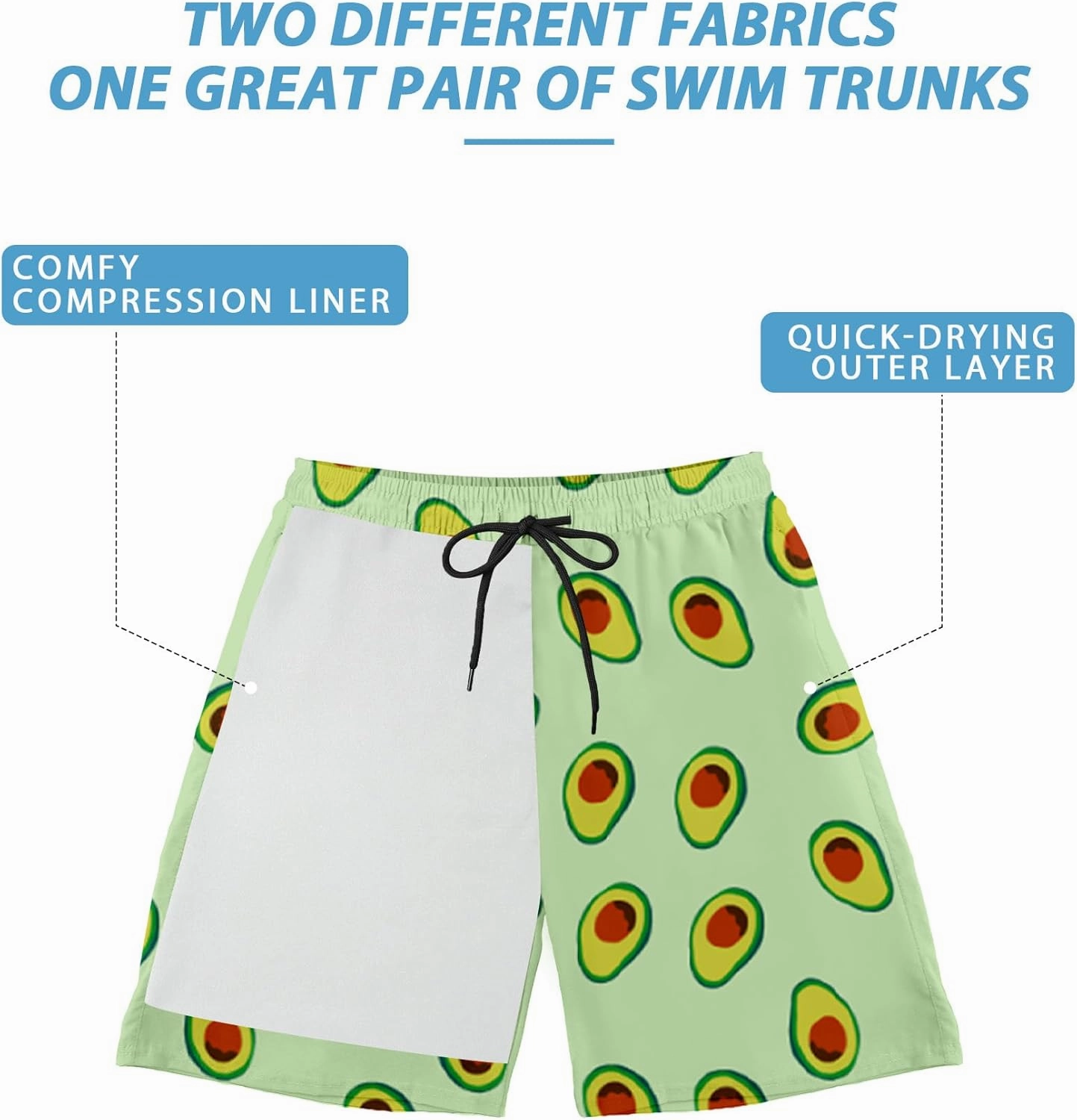 Buauty Mens Swim Trunks with Compression Liner 5 Inch Inseam Quick Dry Swim Shorts Mens Swimsuit Board Shorts with Pockets