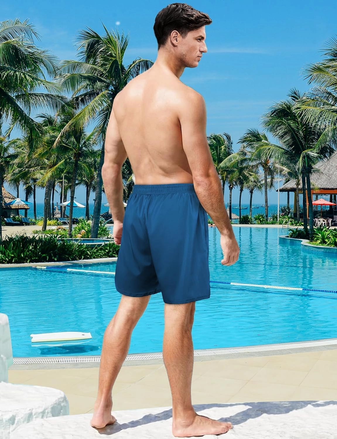Buauty Mens Swim Trunks with Compression Liner 5 Inch Inseam Quick Dry Swim Shorts Mens Swimsuit Board Shorts with Pockets