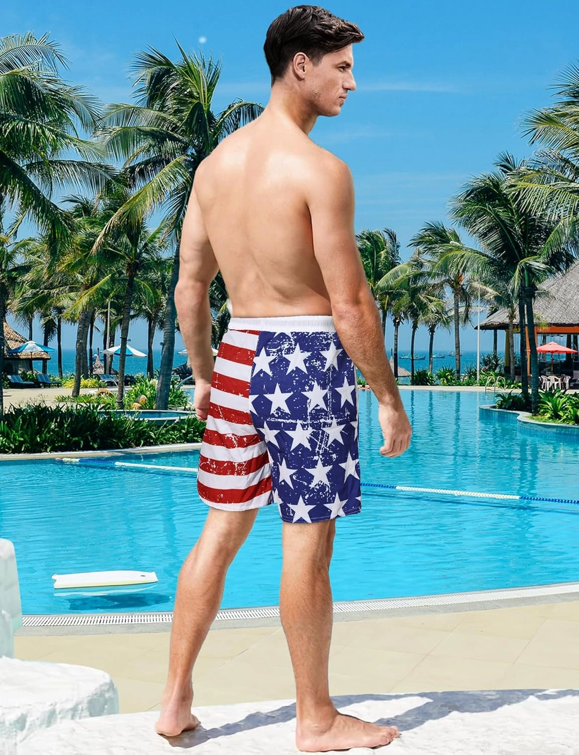 Buauty Mens Swim Trunks with Compression Liner 5 Inch Inseam Quick Dry Swim Shorts Mens Swimsuit Board Shorts with Pockets