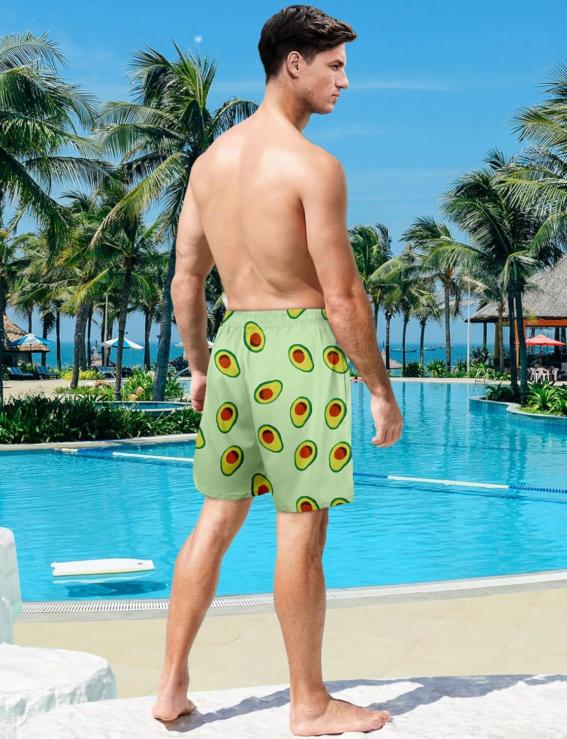Buauty Mens Swim Trunks with Compression Liner 5 Inch Inseam Quick Dry Swim Shorts Mens Swimsuit Board Shorts with Pockets