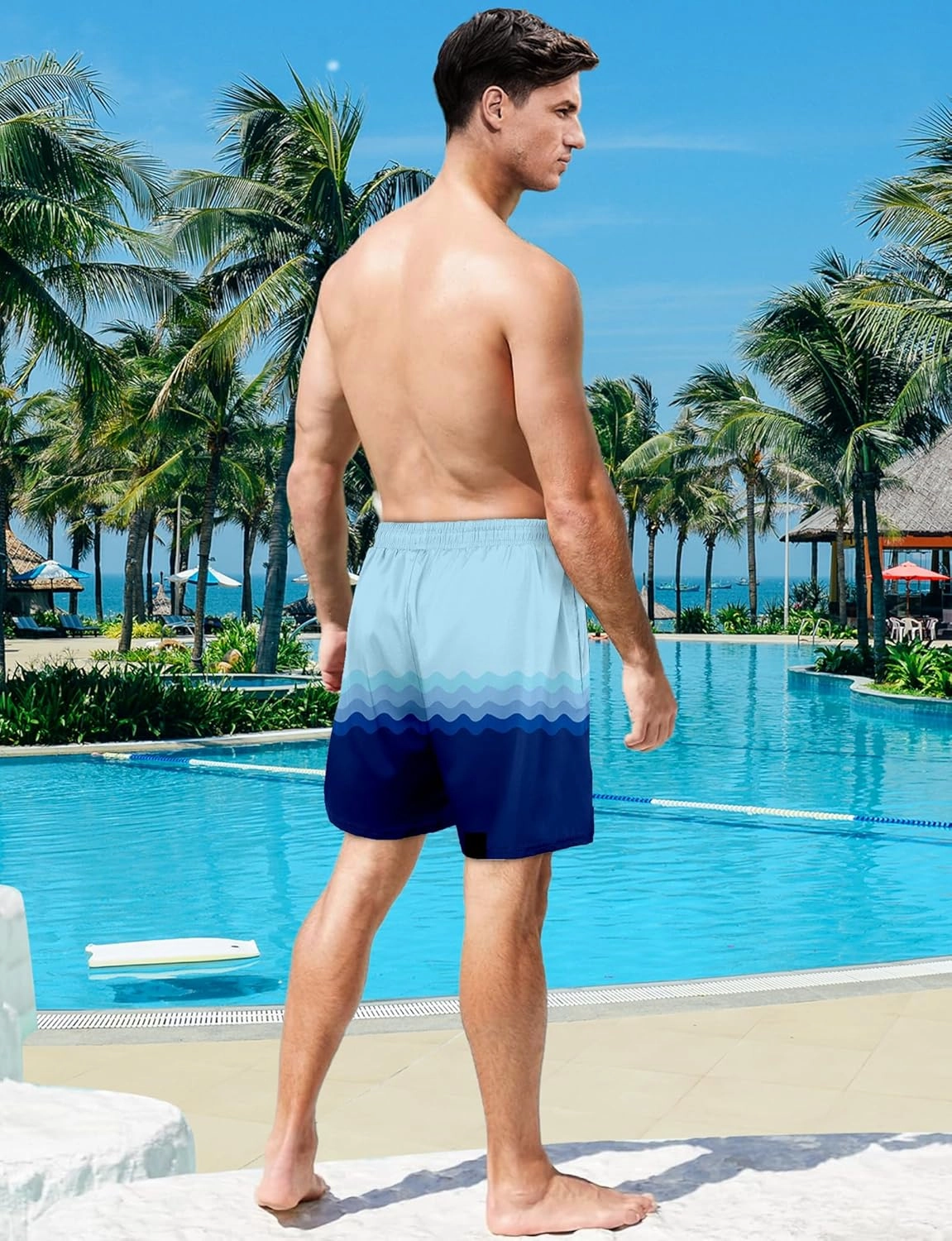 Buauty Mens Swim Trunks with Compression Liner 5 Inch Inseam Swim Shorts Quick Dry Mens Swimsuit Board Shorts with Pockets