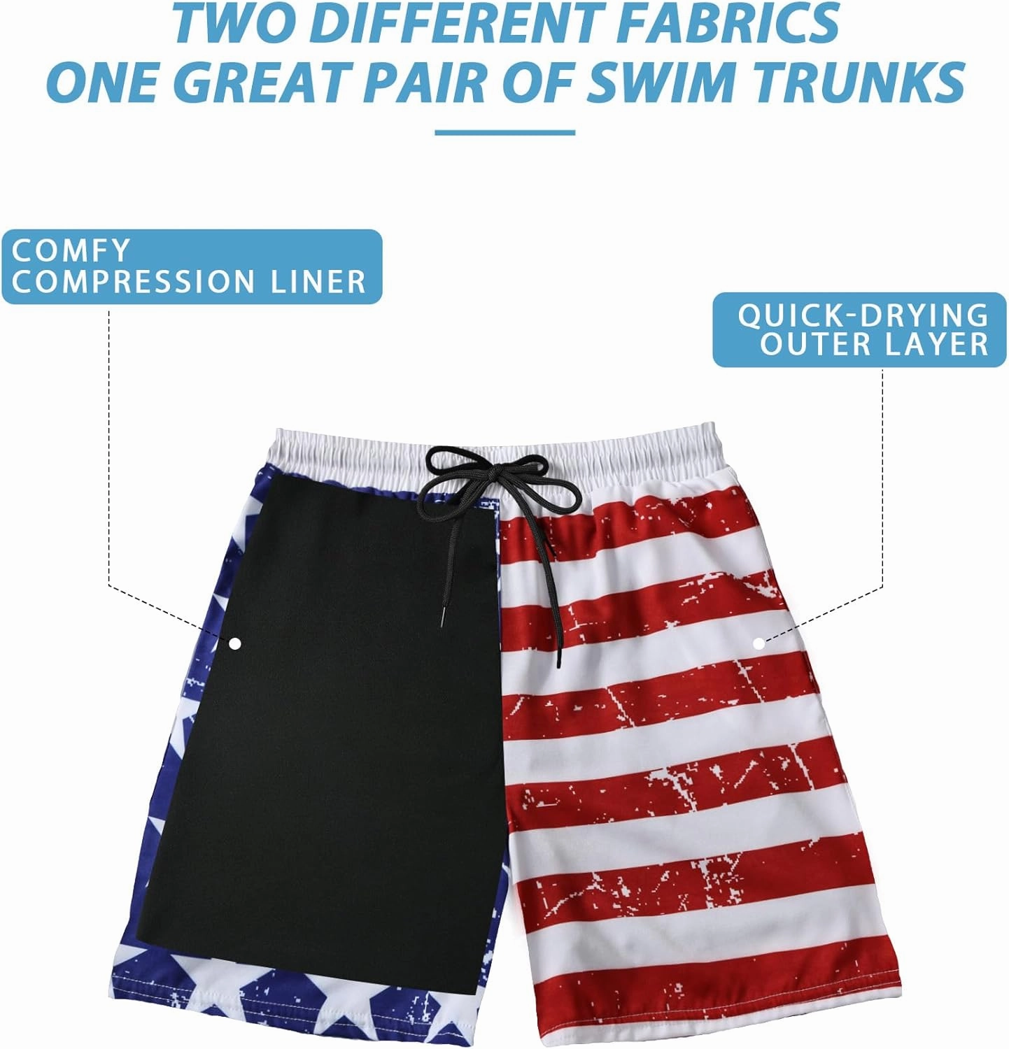 Buauty Mens Swim Trunks with Compression Liner 5 Inch Inseam Swim Shorts Quick Dry Mens Swimsuit Board Shorts with Pockets