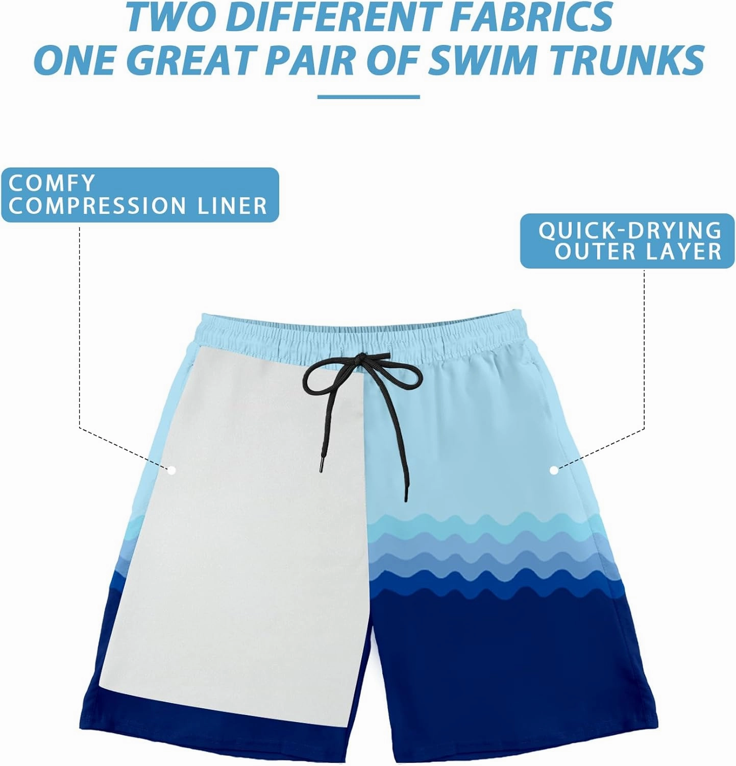 Buauty Mens Swim Trunks with Compression Liner 5 Inch Inseam Swim Shorts Quick Dry Mens Swimsuit Board Shorts with Pockets