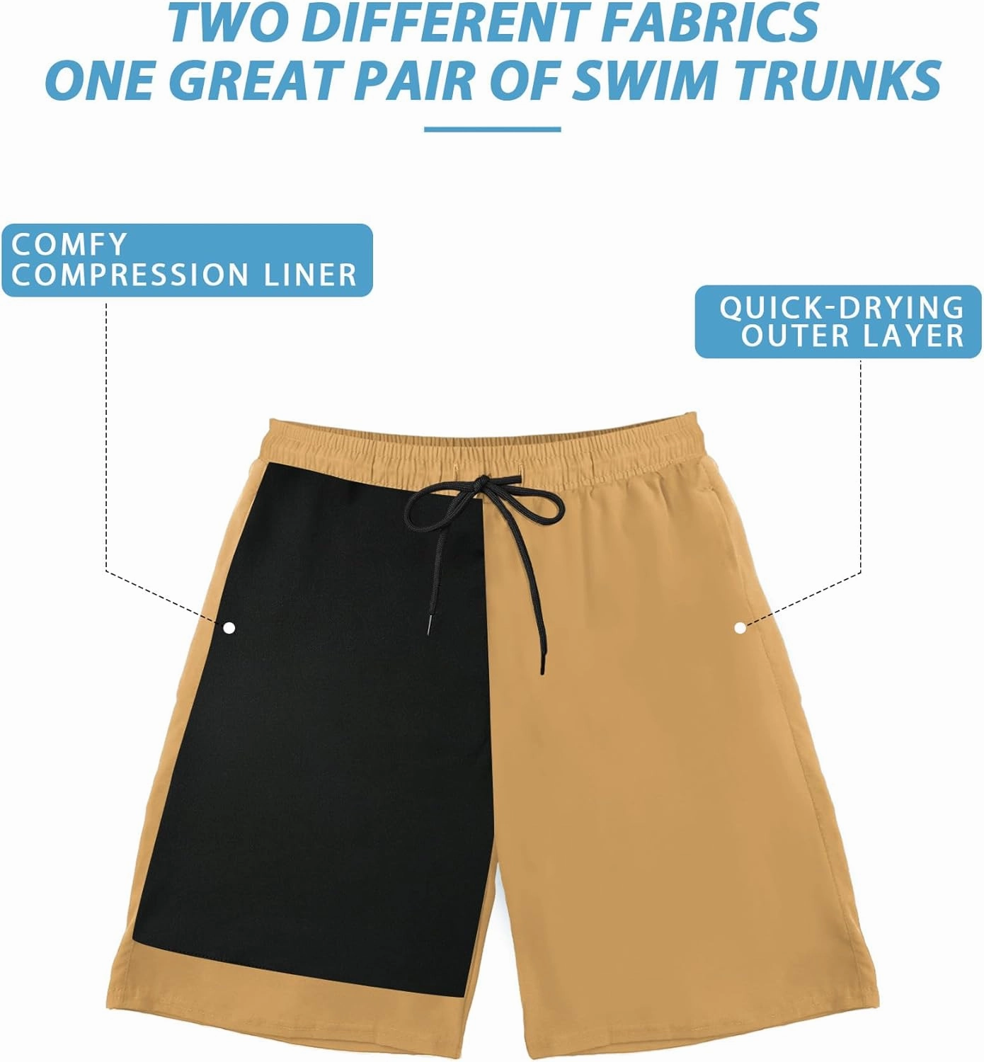 Buauty Mens Swim Trunks with Compression Liner 7 Inch Inseam Quick Dry Swim Shorts Mens Swimsuit Board Shorts with Pockets