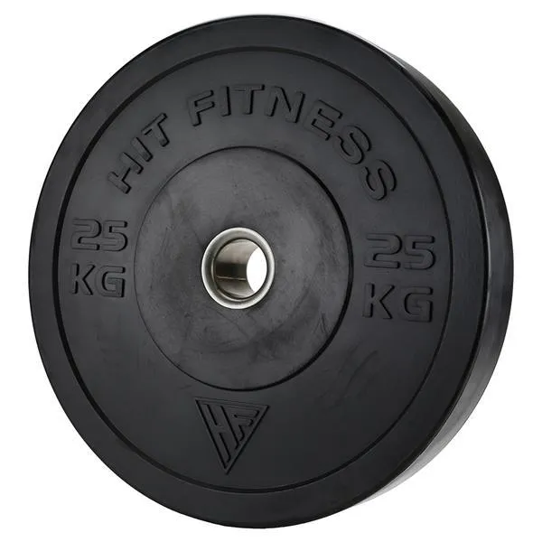Hit Fitness 25kg Commercial Black Rubber Bumper Plate, Gloves Straps,Belts