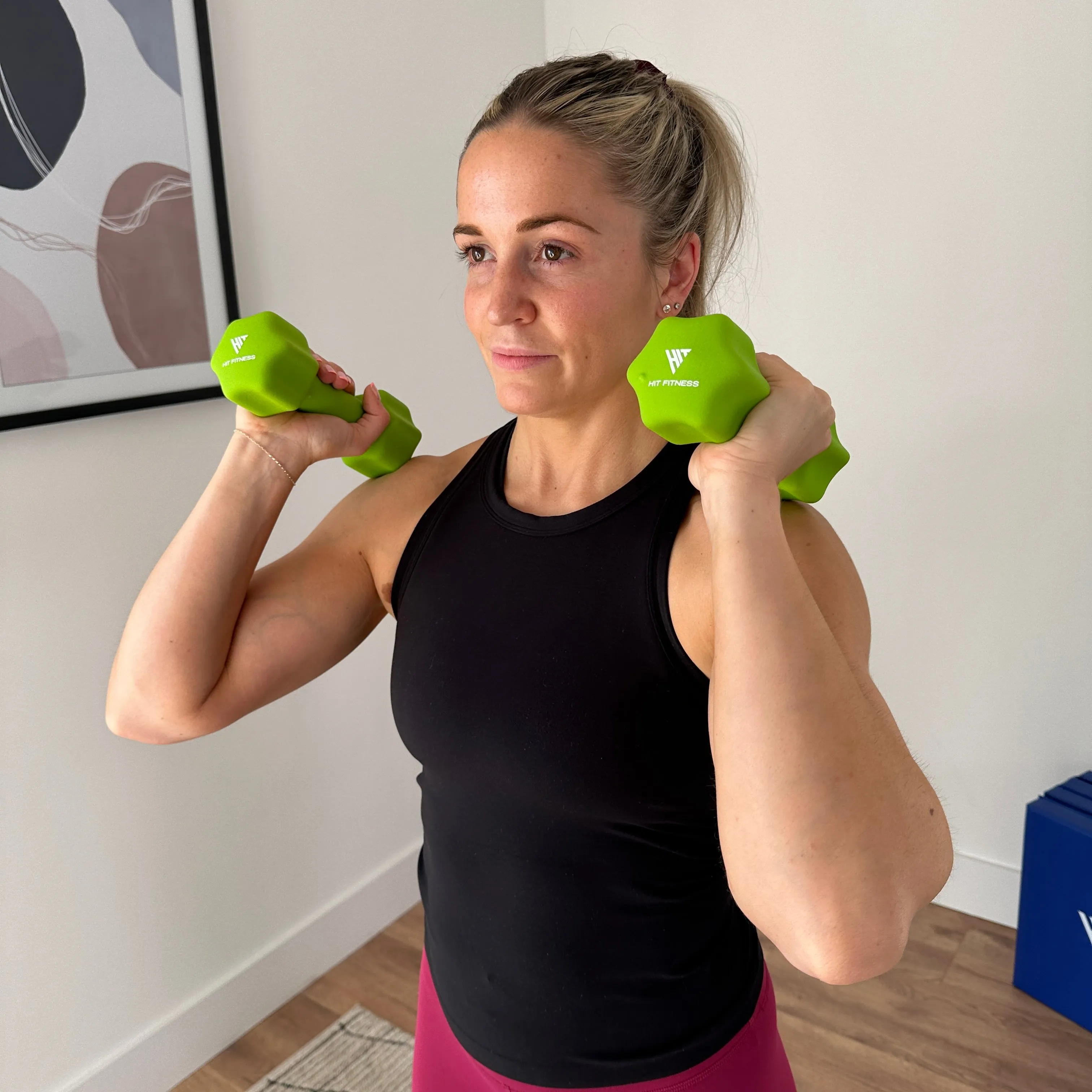 Hit Fitness Neoprene Studio Dumbbells | 2kg Pair, Dumbbell Storage, Sit Ups,Push Ups