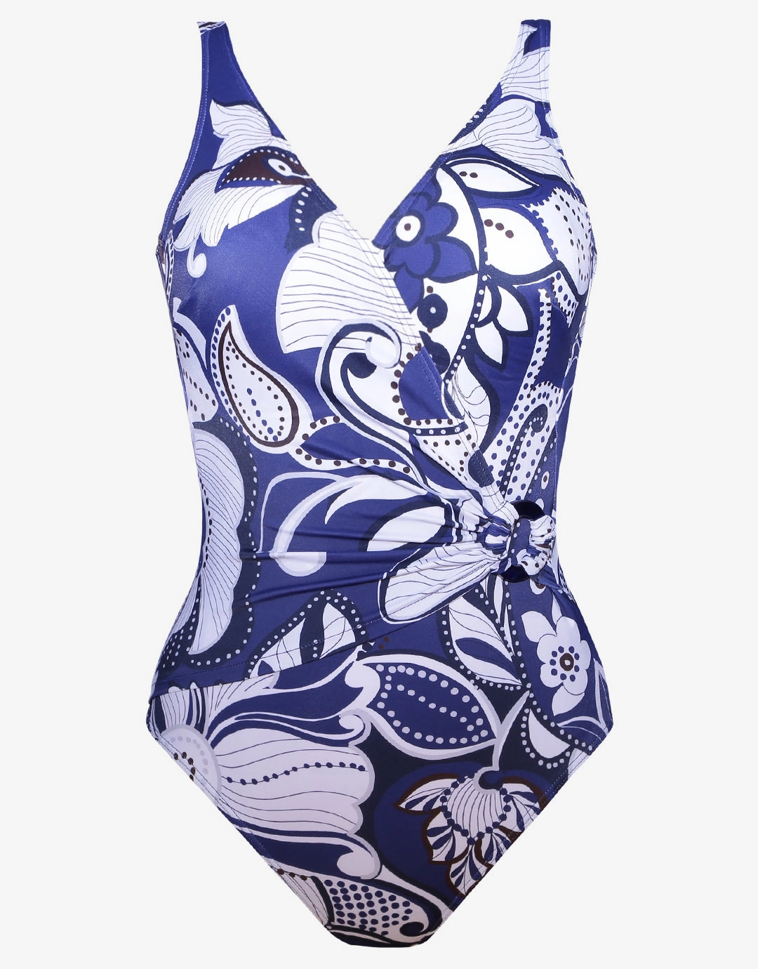 Cachemire Wrap Front Swimsuit - Blue and White