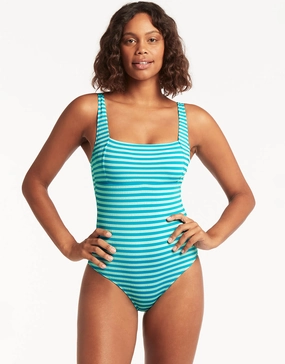 Capri Square Neck Swimsuit - Aqua