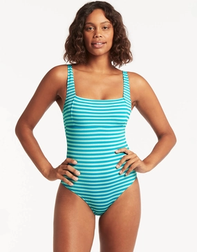 Capri Square Neck Swimsuit - Aqua