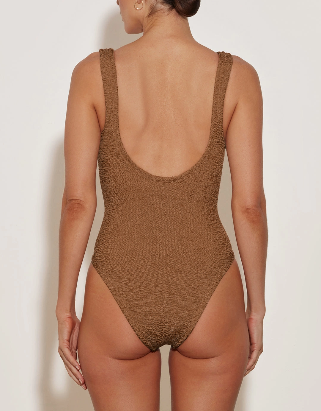 Celine Swimsuit with Tonal Hoops - Metallic Cocoa