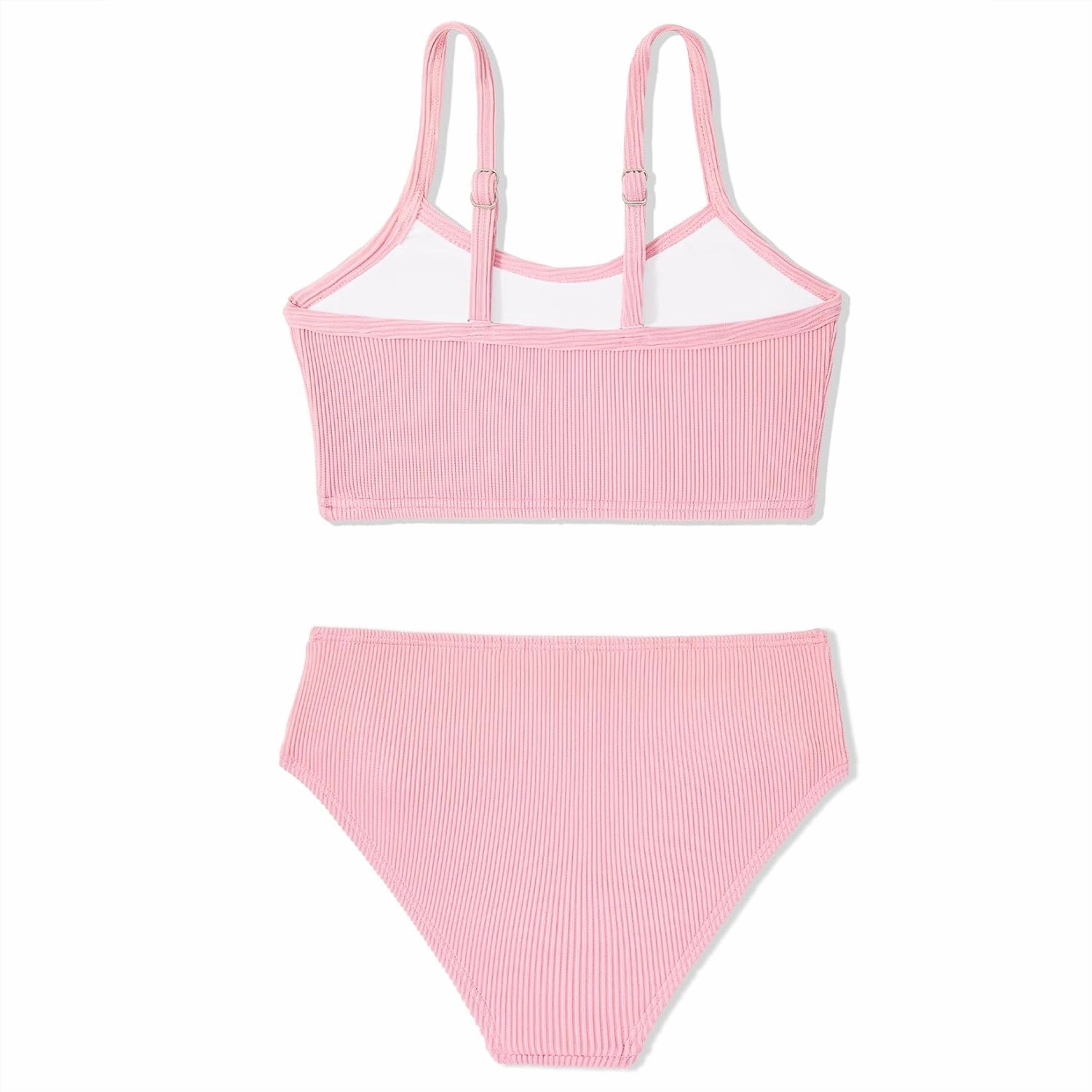 Century Star Girls Swimsuit 2-Piece Ribbed Bikini Set Adjustable Strap Bathing Suits for Teens Swimwear Solid