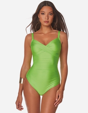 Ceylan Underwire Crossover Swimsuit - Lime