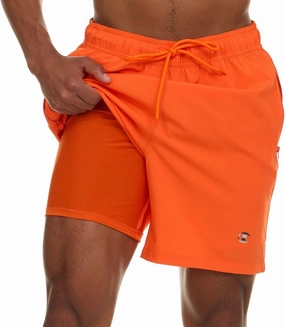 Champion Mens Swim Trunks with Compression Liner, 2 in 1 Mens Bathing Suit Shorts, 7 Inch Inseam Board Shorts for Swimming