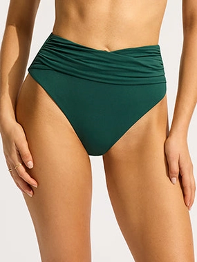Collective High Waist Wrap Front Bikini Pant - Evergreen