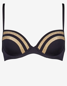 Construction Moulded Underwired Bikini Top - Black