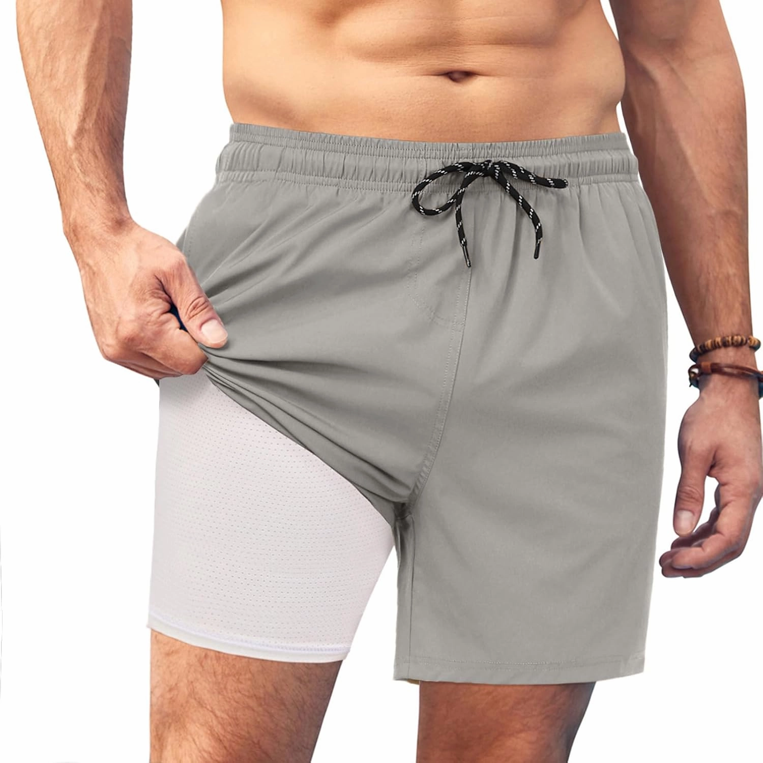 COOFANDY Men Swim Trunk with Compression Liner 2 in 1 Swimwear Bathing Suit Quick Dry Board Short
