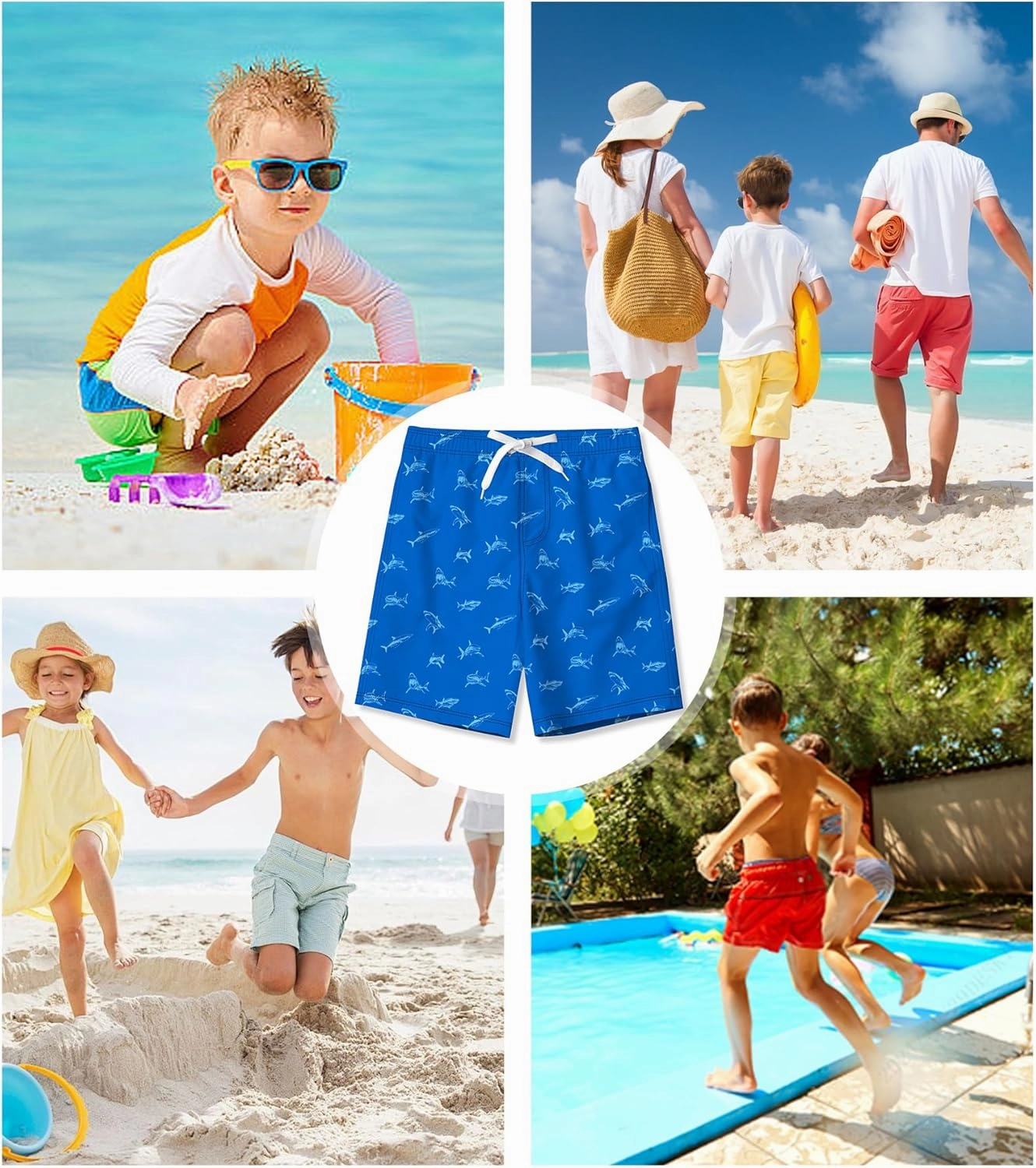 Cozople 7-16T Teen Boys Swim Trunks Quick Dry UPF 50  Swimwear Bathing Suit for Big Boys Beach Swim Boards Shorts