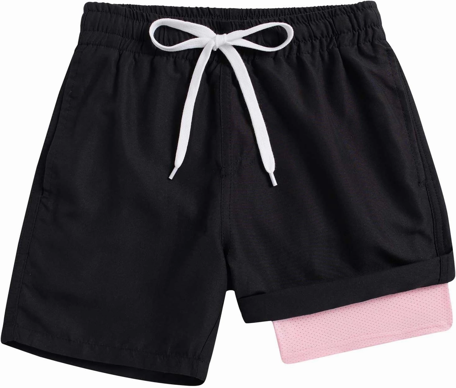 Cozople 7-20T Boys Swim Trunks with Compression Liner Solid Color Bathing Suit Quick Dry Swim Shorts Swimwear