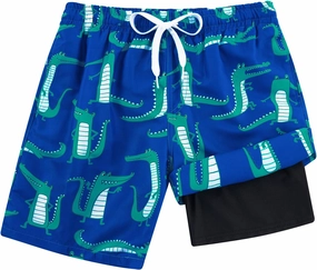 Cozople Boys Swim Trunks Compression Liner Swim Shorts Quick Dry Bathing Suit with Boxer Brief Swimwear 4-10T