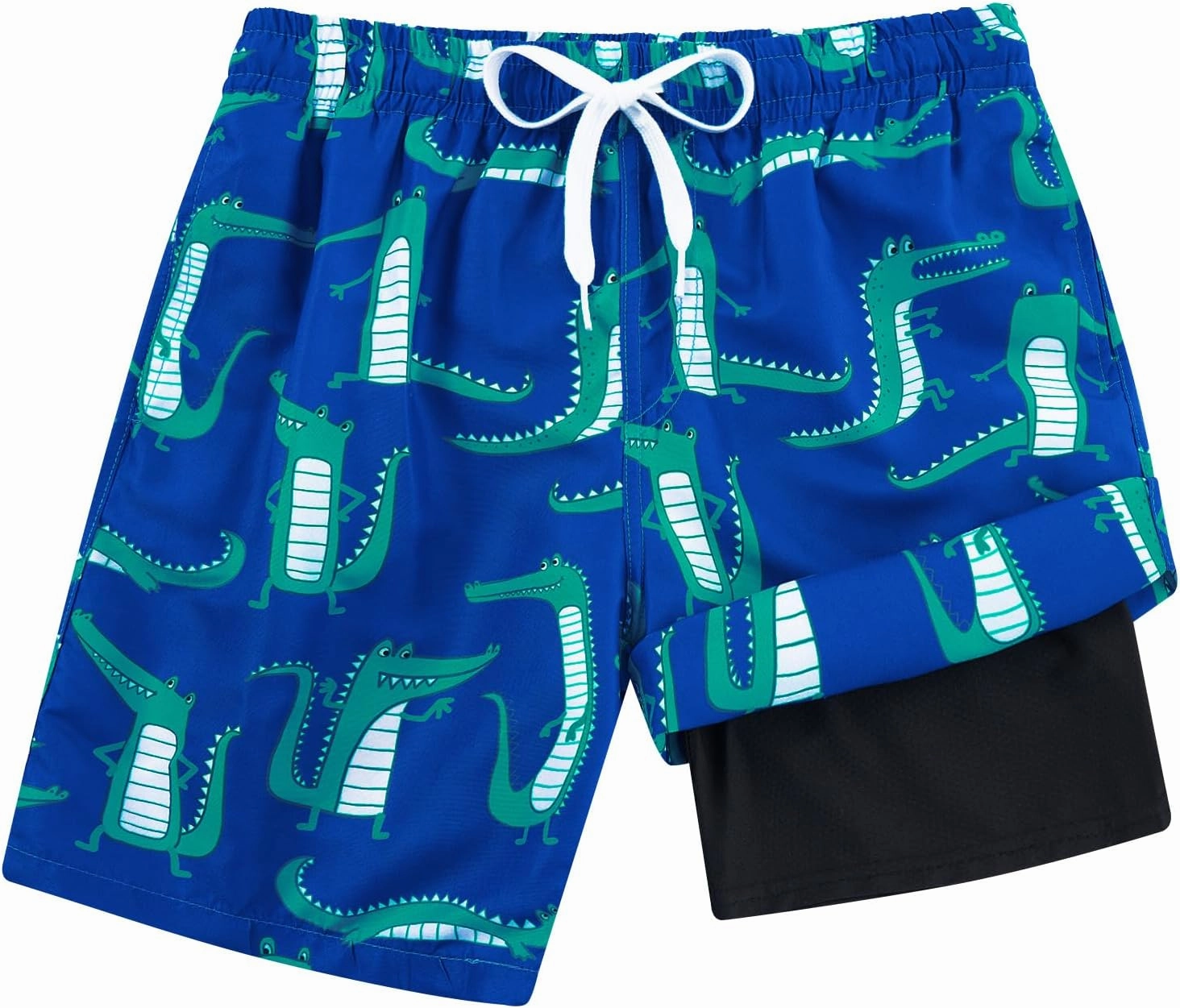 Cozople Boys Swim Trunks Compression Liner Swim Shorts Quick Dry Bathing Suit with Boxer Brief Swimwear 4-10T