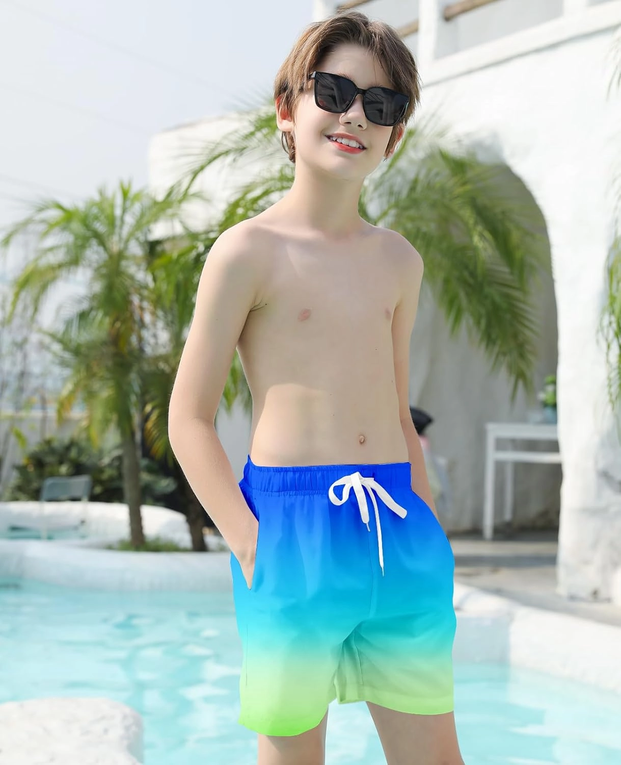 Cozople Boys Swim Trunks Quick Dry Compression Liner Swim Shorts Summer Bathing Suit with Inner Pocket Swimwear 7-20T