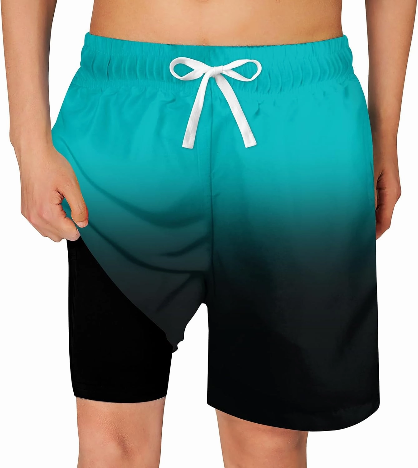 Cozople Boys Swim Trunks Quick Dry Compression Liner Swim Shorts Summer Bathing Suit with Inner Pocket Swimwear 7-20T