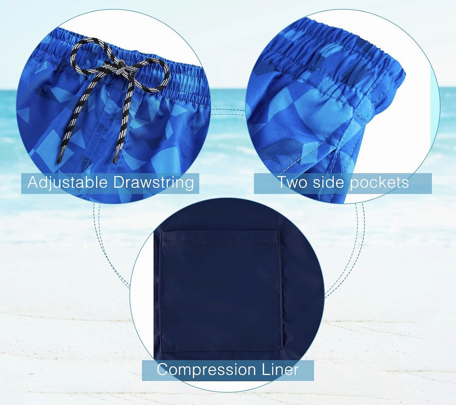 Cozople Boys Swim Trunks with Boxer Brief Liner Compression Swimwear Quick Dry Swim Shorts Bathing Suits 7-20 Years